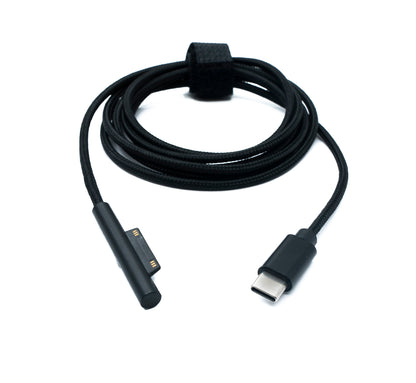SYSTEM-S USB 3.1 Kabel 150 cm Ladekabel für Microsoft Surface geflochten in Schwarz