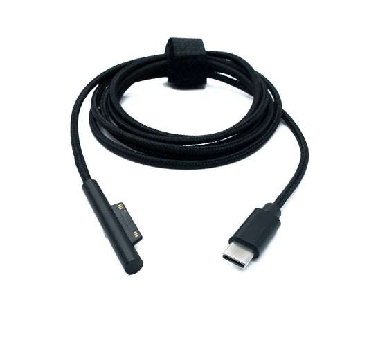SYSTEM-S USB 3.1 Kabel 150 cm Ladekabel für Microsoft Surface geflochten in Schwarz