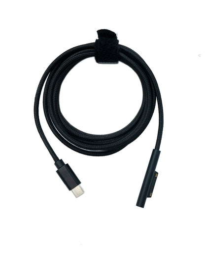 SYSTEM-S USB 3.1 Kabel 200 cm Ladekabel für Microsoft Surface geflochten in Schwarz