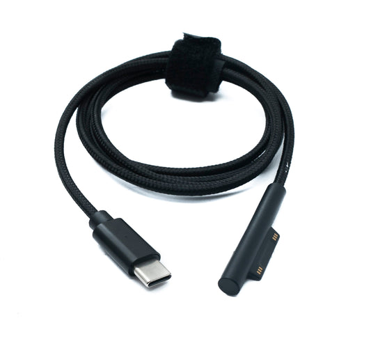 SYSTEM-S USB 3.1 Kabel 100 cm Ladekabel für Microsoft Surface geflochten in Schwarz