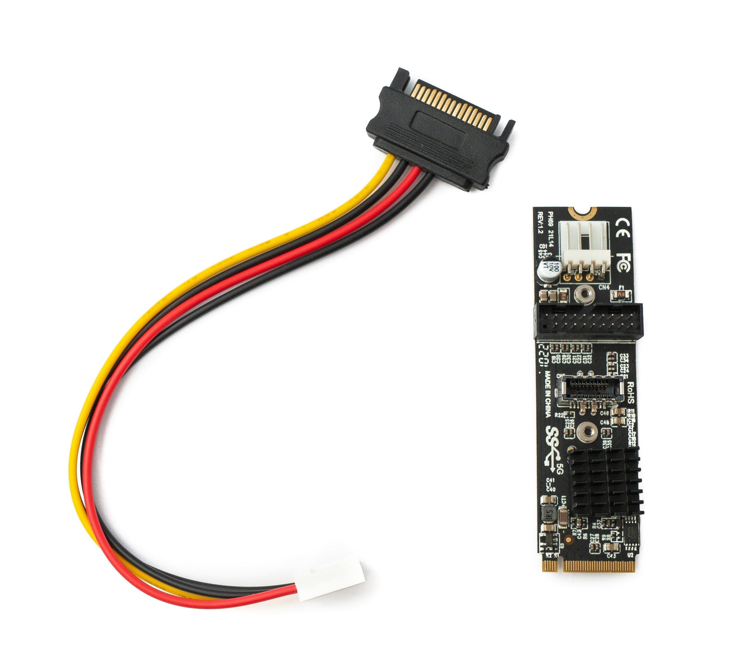 SYSTEM-S NVME cable 20 cm M-key NGFF male to USB 3.1 &amp; 2.0 front panel type E female 