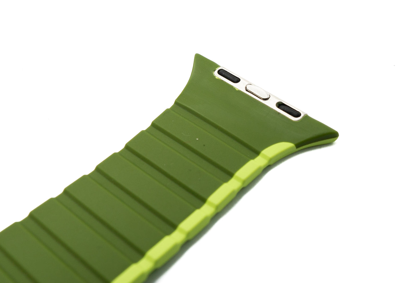 SYSTEM-S Armband 42 44 45 49 mm aus Silikon flexibel magnetisch für Apple Watch Smartwatch Grün Hellgrün