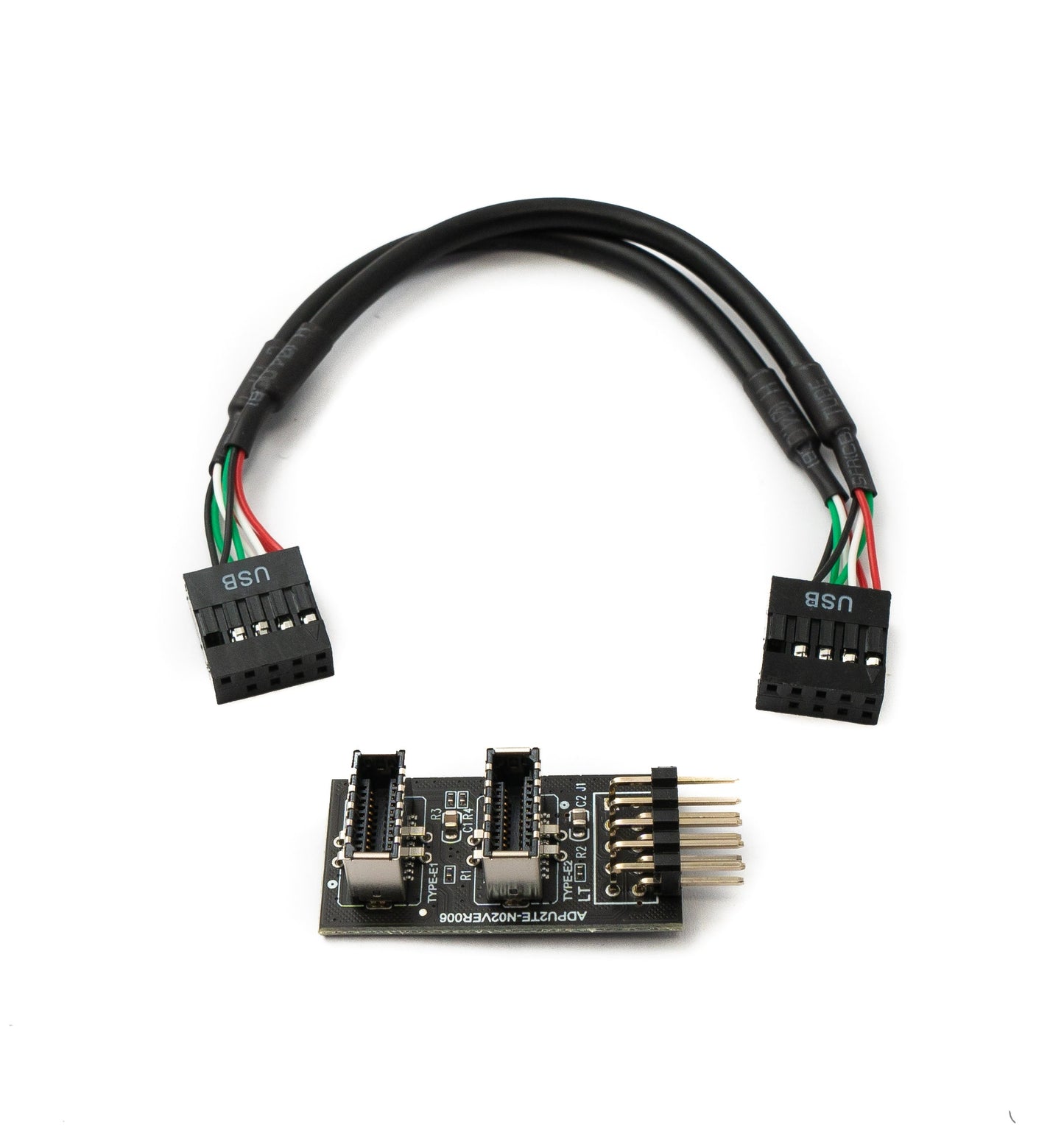SYSTEM-S Front Panel Adapter 18 cm 2x USB 3.1 Typ E Buchse zu 2.0 9 Pin & 10 Pin Kabel