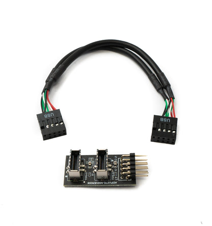 SYSTEM-S Front Panel Adapter 18 cm 2x USB 3.1 Typ E Buchse zu 2.0 9 Pin & 10 Pin Kabel