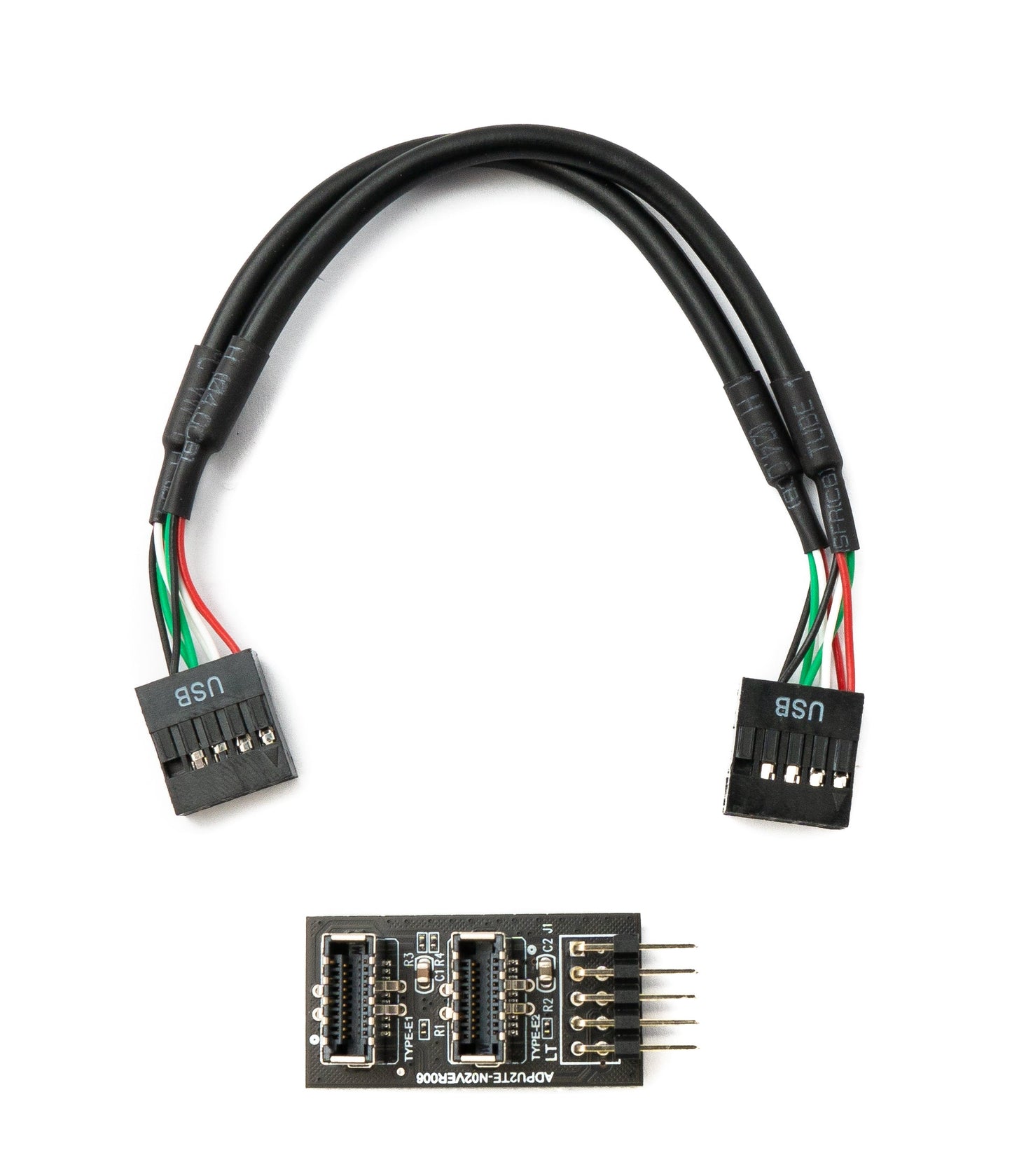 SYSTEM-S Front Panel Adapter 18 cm 2x USB 3.1 Typ E Buchse zu 2.0 9 Pin & 10 Pin Kabel