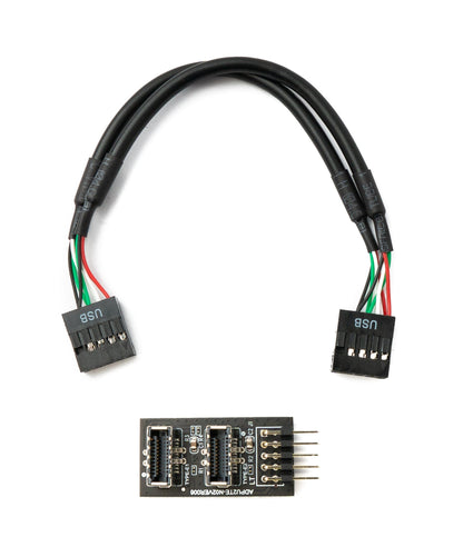 SYSTEM-S Front Panel Adapter 18 cm 2x USB 3.1 Typ E Buchse zu 2.0 9 Pin & 10 Pin Kabel