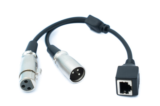 SYSTEM-S XLR Y Kabel 30 cm 2x 3 polig Buchse zu RJ45 Buchse in Schwarz
