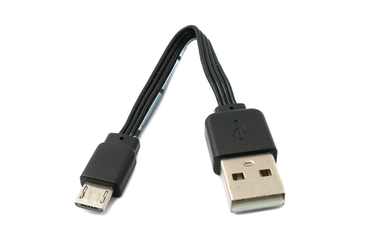 SYSTEM-S USB 2.0 Kabel 13 cm Micro B Stecker zu Typ A Stecker kurz flach Schwarz