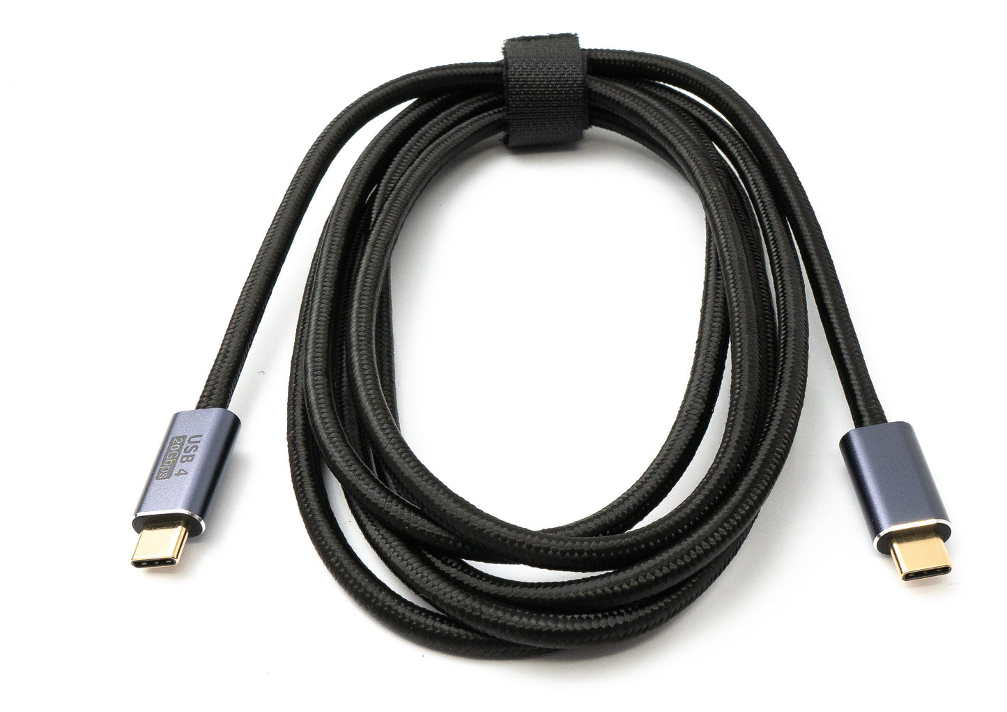 SYSTEM-S USB4 USB Kabel 200 cm Typ C Stecker zu Stecker 20 Gbit/s USB 4.0 geflochten Schwarz