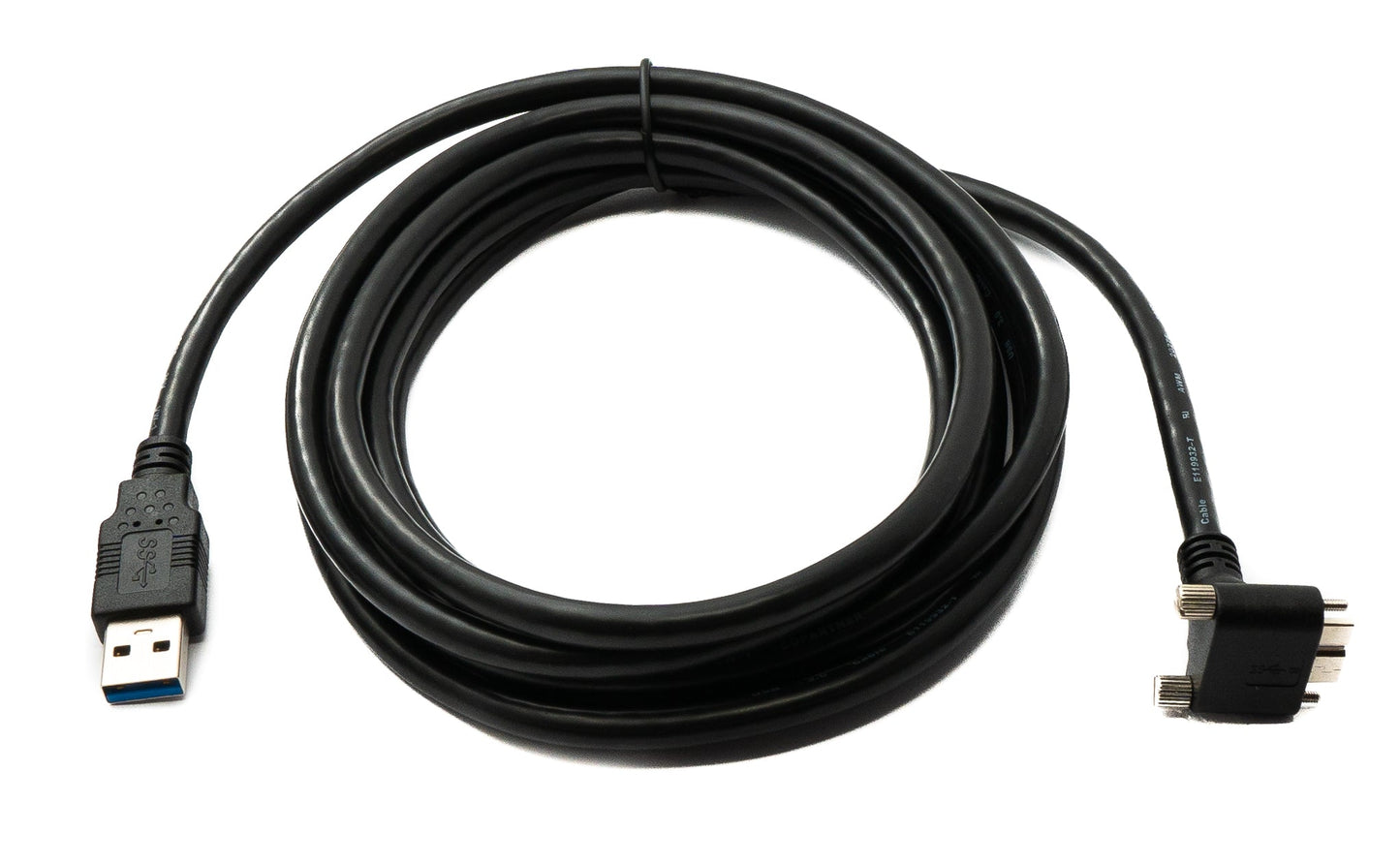 SYSTEM-S USB 3.0 Kabel 3 m Typ A Stecker zu 3.0 Micro Stecker Winkel Schraube