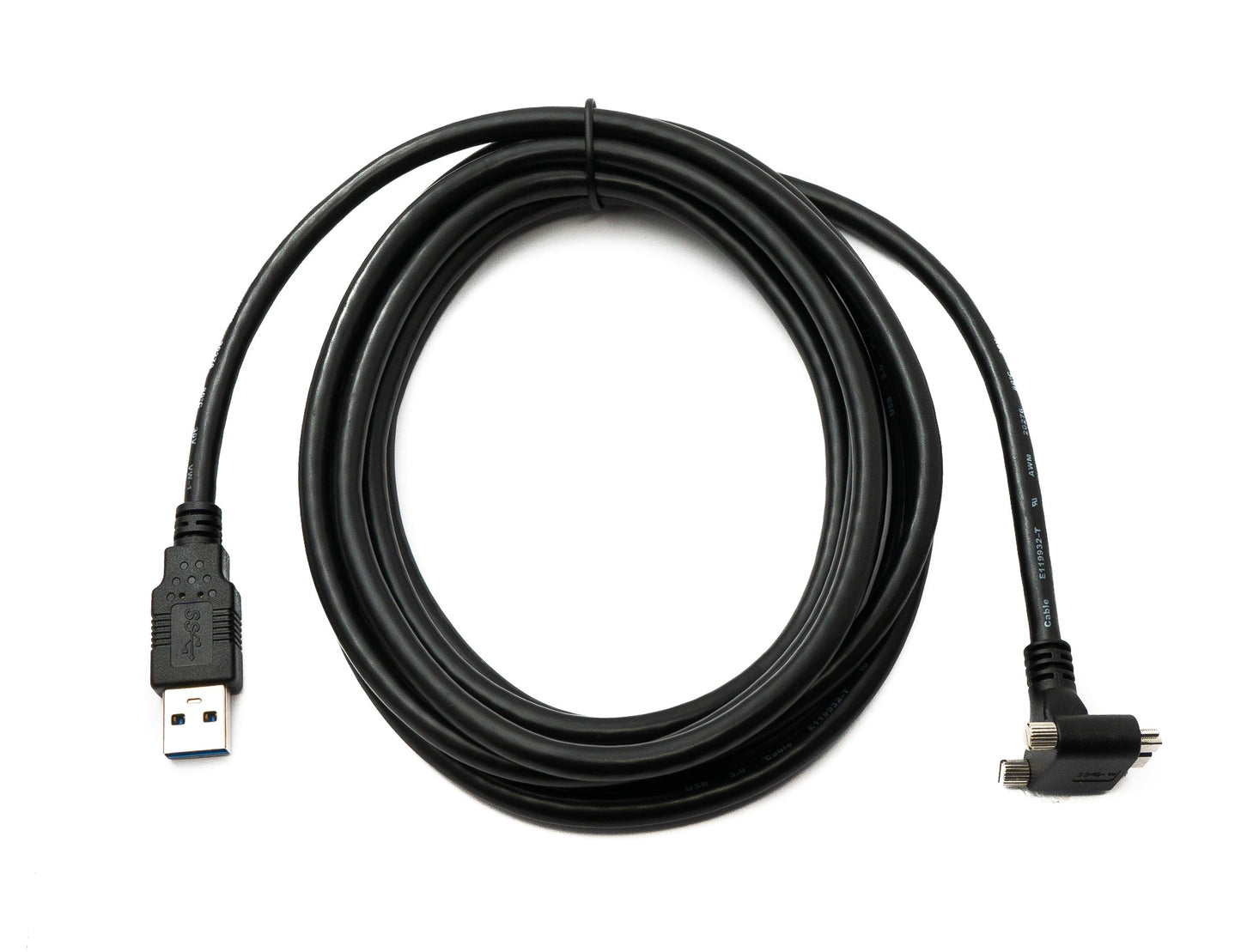 SYSTEM-S USB 3.0 Kabel 3 m Typ A Stecker zu 3.0 Micro Stecker Winkel Schraube