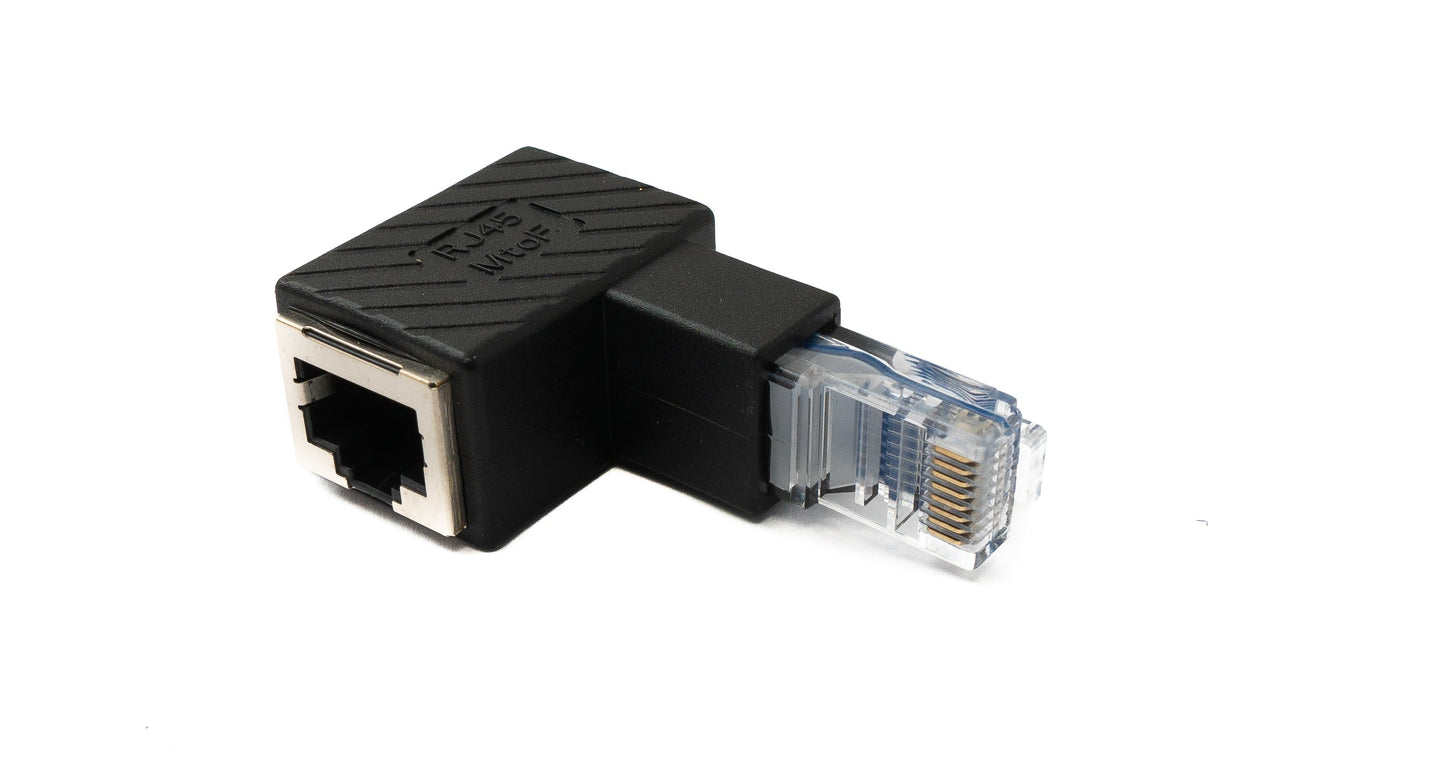 SYSTEM-S LAN Adapter RJ45 Stecker zu Buchse Winkel Ethernetadapter Kabel in Schwarz