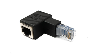 SYSTEM-S LAN Adapter RJ45 Stecker zu Buchse Winkel Ethernetadapter Kabel in Schwarz