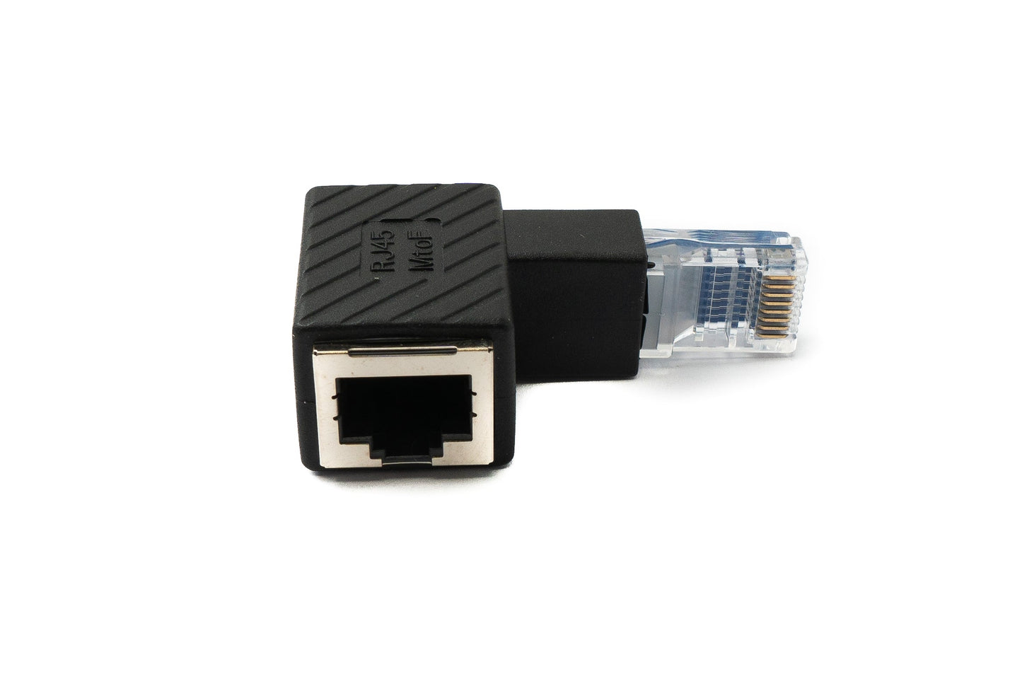 SYSTEM-S LAN Adapter RJ45 Stecker zu Buchse Winkel Ethernetadapter Kabel in Schwarz