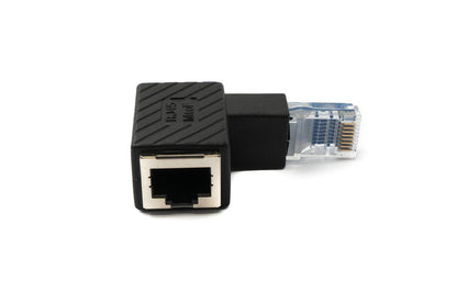 SYSTEM-S LAN Adapter RJ45 Stecker zu Buchse Winkel Ethernetadapter Kabel in Schwarz