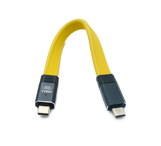 SYSTEM-S USB 3.2 Gen 2 Cable 20 cm Type C Male to Male Flat Cable Yellow 20 Gbit/s 100 W