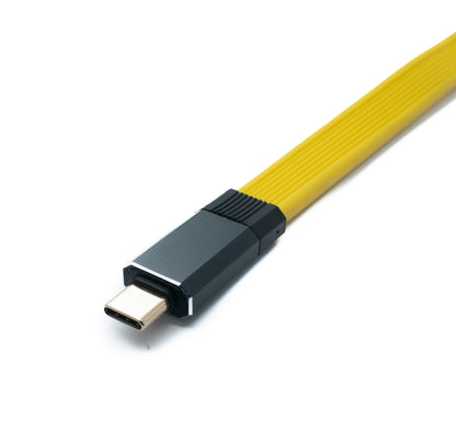 SYSTEM-S USB 3.2 Gen 2 Kabel 20 cm Typ C Stecker zu Stecker Flachkabel Gelb 20 Gbit/s 100 W