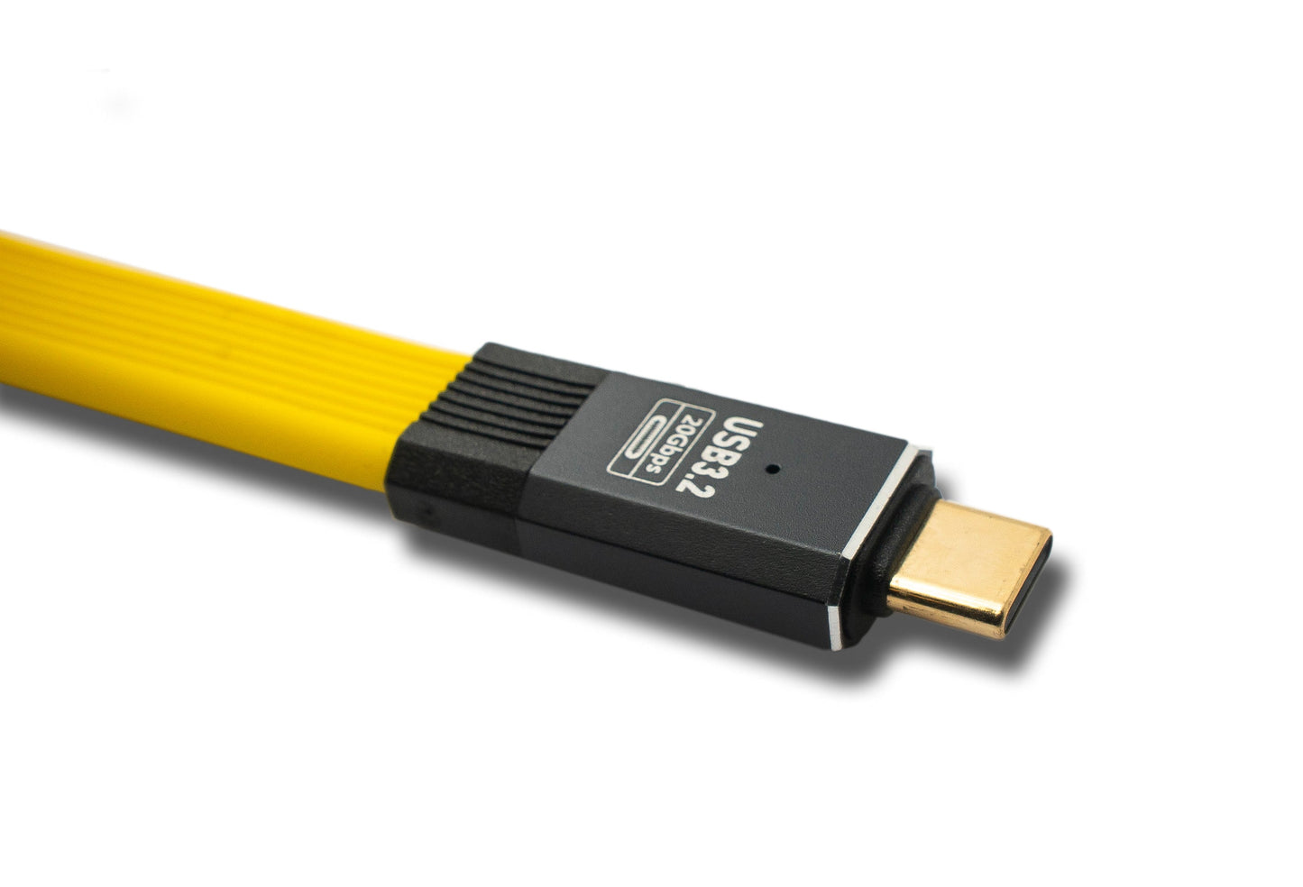 SYSTEM-S USB 3.2 Gen 2 Kabel 50 cm Typ C Stecker zu Stecker Flachkabel Gelb 20 Gbit/s 100 W