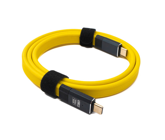 SYSTEM-S USB 3.2 Gen 2 Kabel 80 cm Typ C Stecker zu Stecker Flachkabel Gelb 20 Gbit/s 100 W