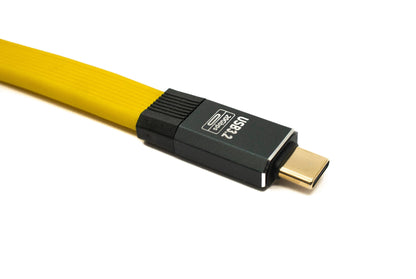 SYSTEM-S USB 3.2 Gen 2 Cable 80 cm Type C Male to Male Flat Cable Yellow 20 Gbit/s 100 W