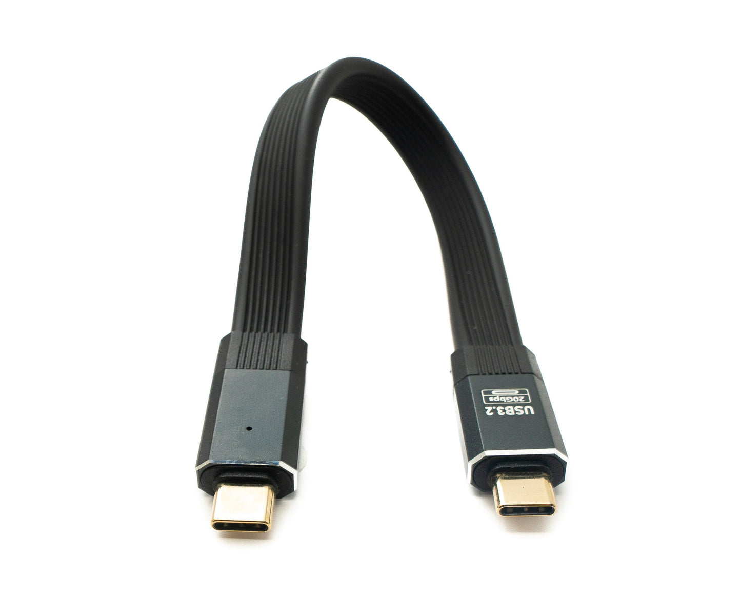 SYSTEM-S USB 3.2 Gen 2 Kabel 20 cm Typ C Stecker zu Stecker Flachkabel Schwarz 20 Gbit/s 100 W