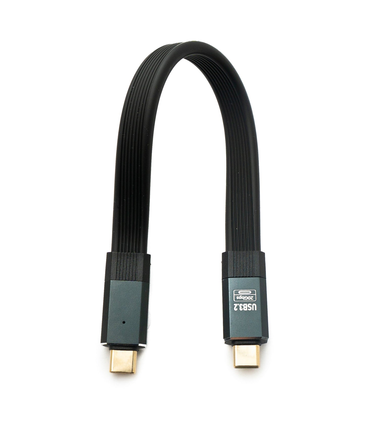 SYSTEM-S USB 3.2 Gen 2 Kabel 20 cm Typ C Stecker zu Stecker Flachkabel Schwarz 20 Gbit/s 100 W