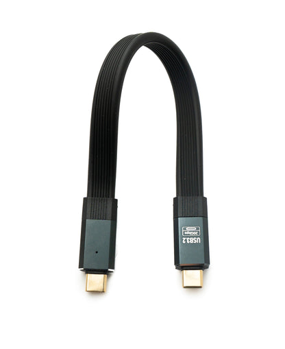 SYSTEM-S USB 3.2 Gen 2 Kabel 20 cm Typ C Stecker zu Stecker Flachkabel Schwarz 20 Gbit/s 100 W
