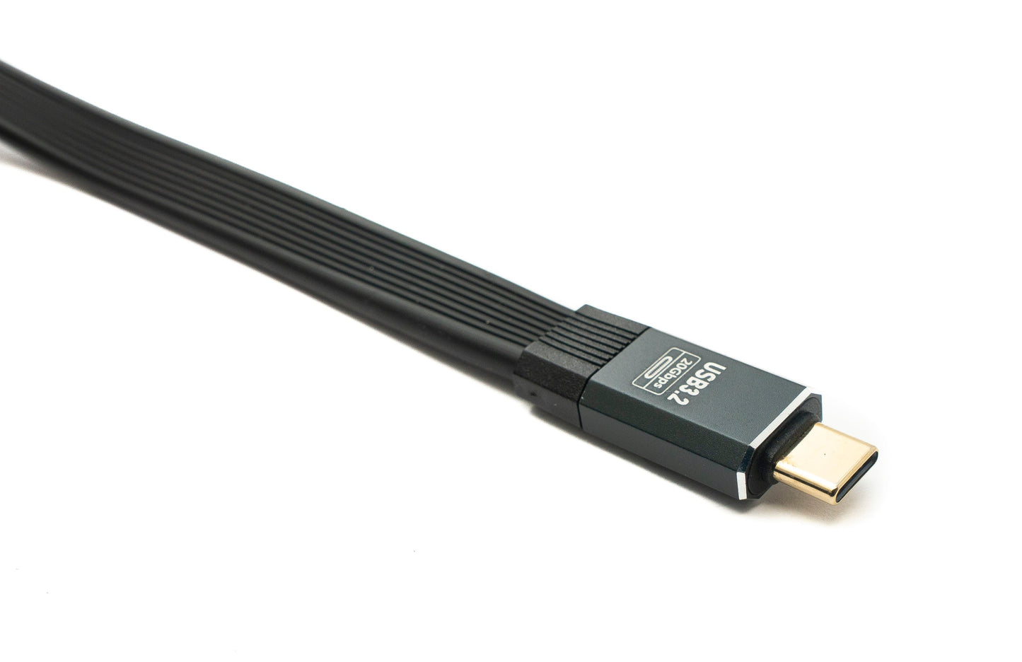 SYSTEM-S USB 3.2 Gen 2 Kabel 20 cm Typ C Stecker zu Stecker Flachkabel Schwarz 20 Gbit/s 100 W