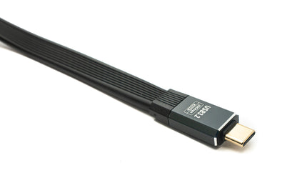 SYSTEM-S USB 3.2 Gen 2 Kabel 20 cm Typ C Stecker zu Stecker Flachkabel Schwarz 20 Gbit/s 100 W