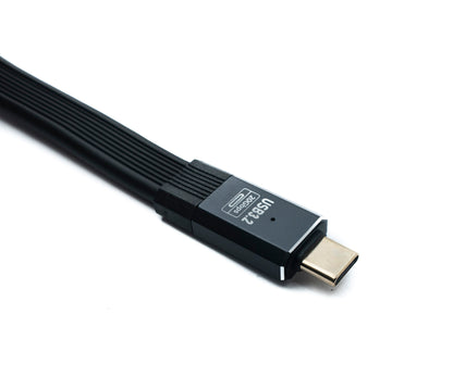 SYSTEM-S USB 3.2 Gen 2 Kabel 50 cm Typ C Stecker zu Stecker Flachkabel Schwarz 20 Gbit/s 100 W