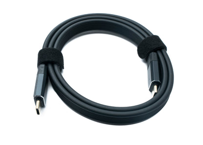 SYSTEM-S USB 3.2 Gen 2 Kabel 80 cm Typ C Stecker zu Stecker Flachkabel Schwarz 20 Gbit/s 100 W