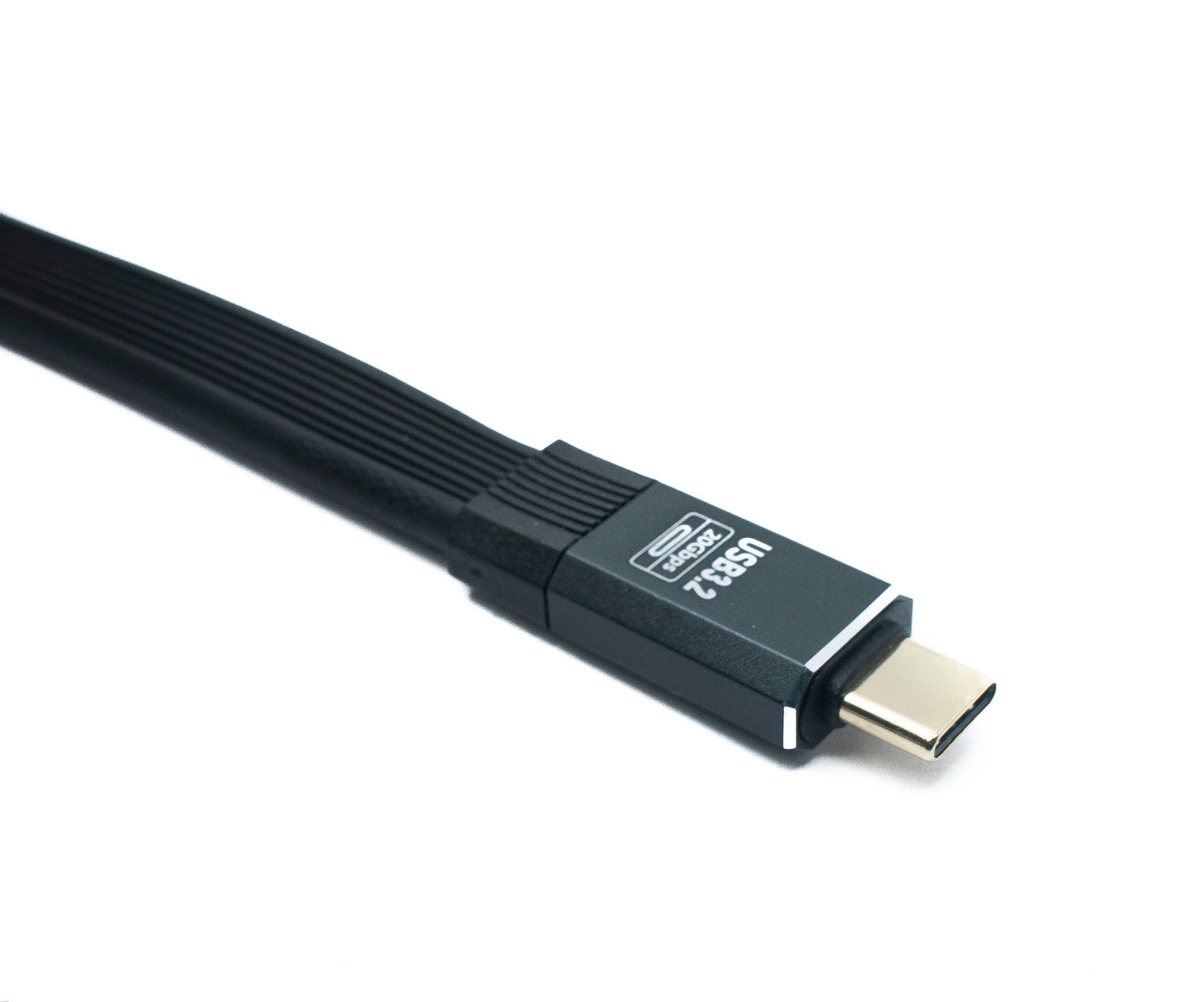 SYSTEM-S USB 3.2 Gen 2 Kabel 80 cm Typ C Stecker zu Stecker Flachkabel Schwarz 20 Gbit/s 100 W