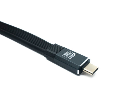 SYSTEM-S USB 3.2 Gen 2 Kabel 80 cm Typ C Stecker zu Stecker Flachkabel Schwarz 20 Gbit/s 100 W