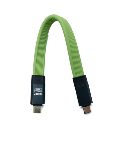 SYSTEM-S USB 3.2 Gen 2 Kabel 20 cm Typ C Stecker zu Stecker Flachkabel Grün 20 Gbit/s 100 W