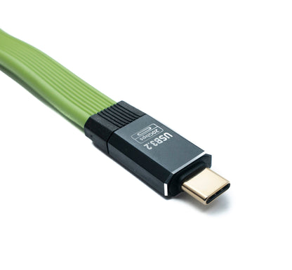 SYSTEM-S USB 3.2 Gen 2 Kabel 20 cm Typ C Stecker zu Stecker Flachkabel Grün 20 Gbit/s 100 W