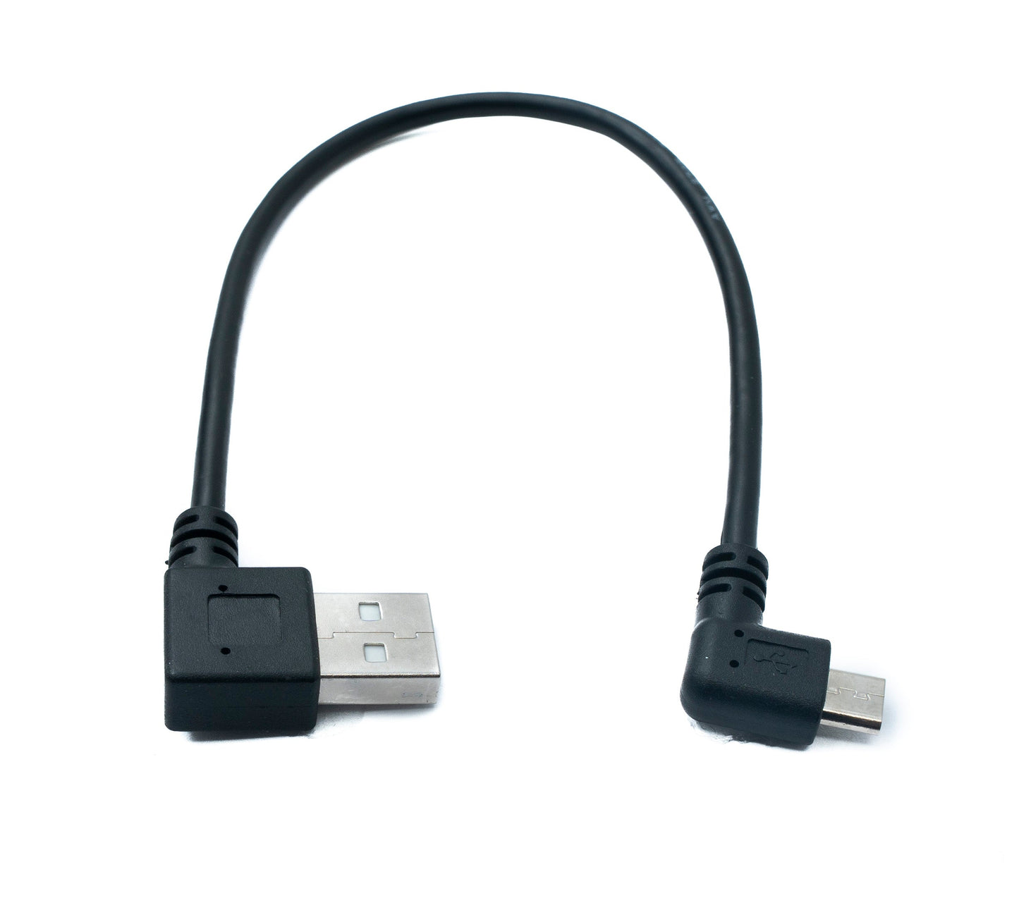 SYSTEM-S USB 2.0 cable 20 cm Micro B plug to Type A plug Left Right Angled
