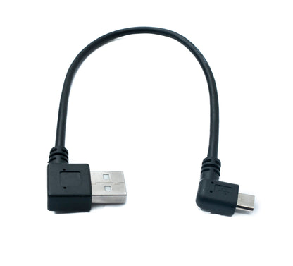 SYSTEM-S USB 2.0 cable 20 cm Micro B plug to Type A plug Left Right Angled