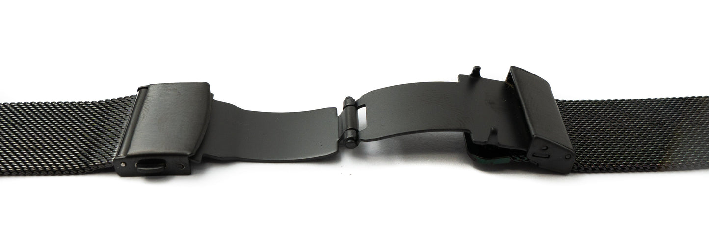 SYSTEM-S Armband Milanaise aus Metall für Fitbit Versa 2 1 Lite Smartwatch in Schwarz