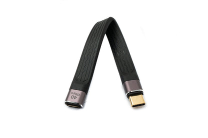 SYSTEM-S USB4 USB Kabel 13 cm Typ C Stecker zu Buchse 40 Gbit/s USB 4.0 flach in Schwarz
