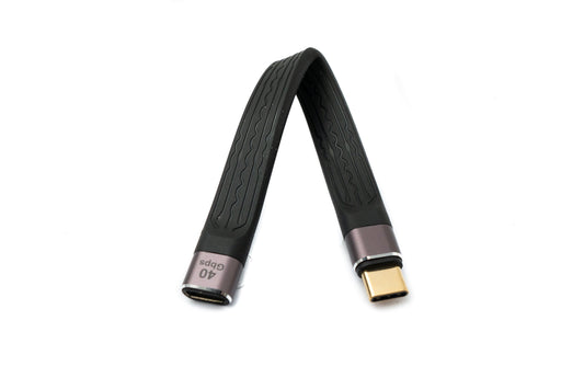 SYSTEM-S USB4 USB Kabel 13 cm Typ C Stecker zu Buchse 40 Gbit/s USB 4.0 flach in Schwarz