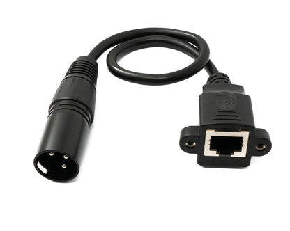 SYSTEM-S LAN cable 30 cm RJ45 socket to XLR 3 pin plug screw in black 