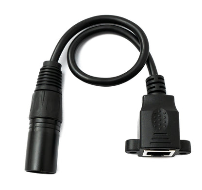 SYSTEM-S LAN cable 30 cm RJ45 socket to XLR 3 pin plug screw in black 