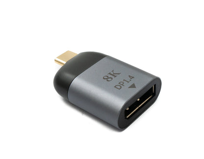 SYSTEM-S DisplayPort Adapter DP Buchse zu USB 3.1 Typ C Stecker 8K Kabel in Grau