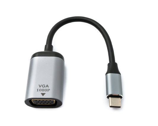 SYSTEM-S VGA Kabel 19 cm Buchse zu USB 3.1 Typ C Stecker in Grau