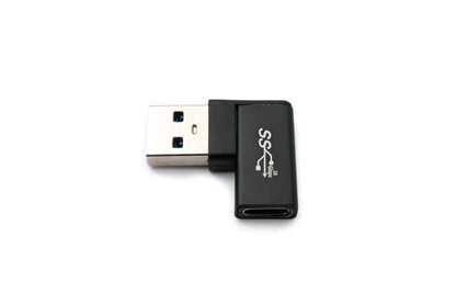SYSTEM-S USB 3.1 Adapter Typ C Buchse zu 3.0 Typ A Stecker Winkel Kabel in Schwarz