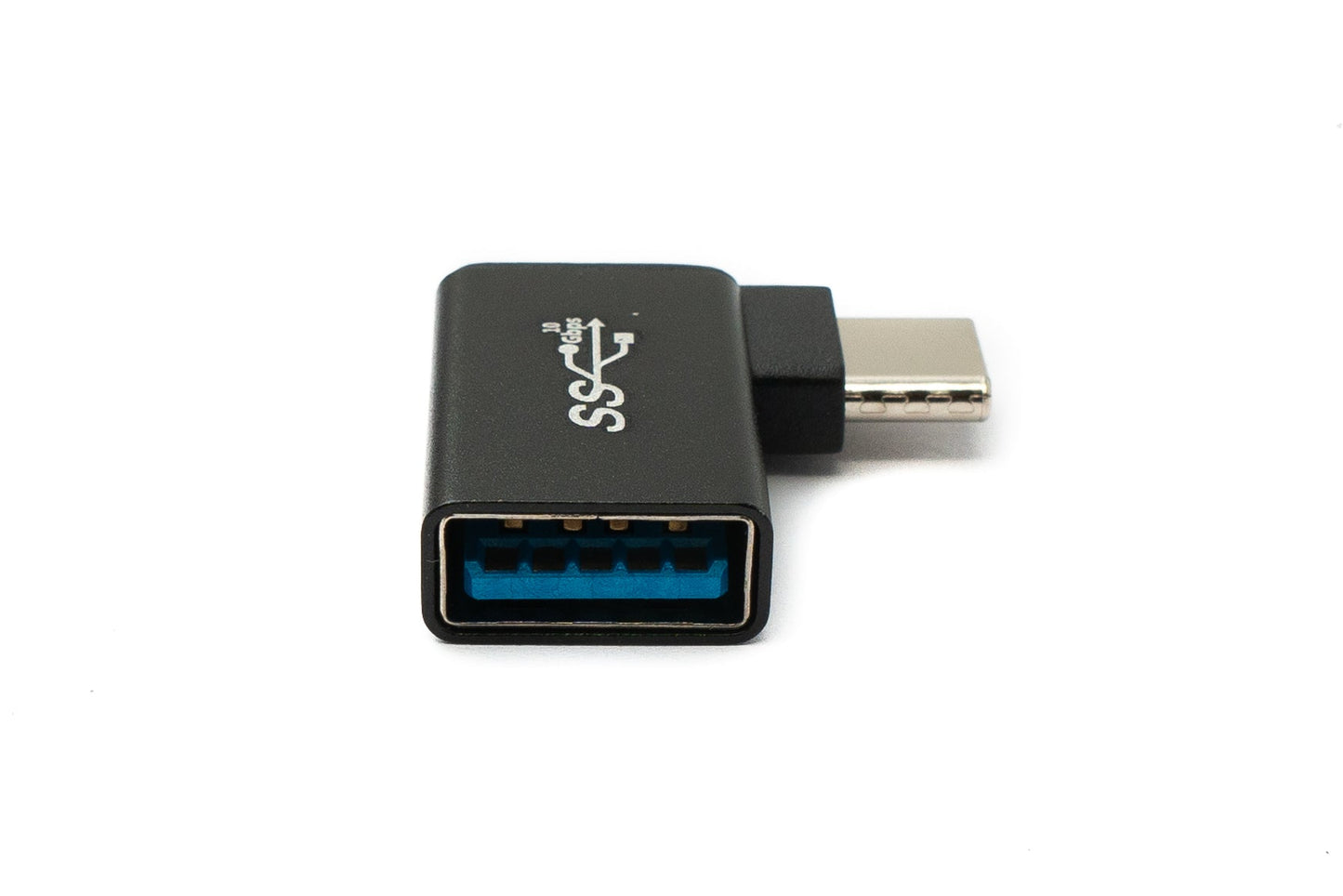 SYSTEM-S USB 3.1 Adapter Typ C Stecker zu 3.0 Typ A Buchse Winkel Kabel in Schwarz