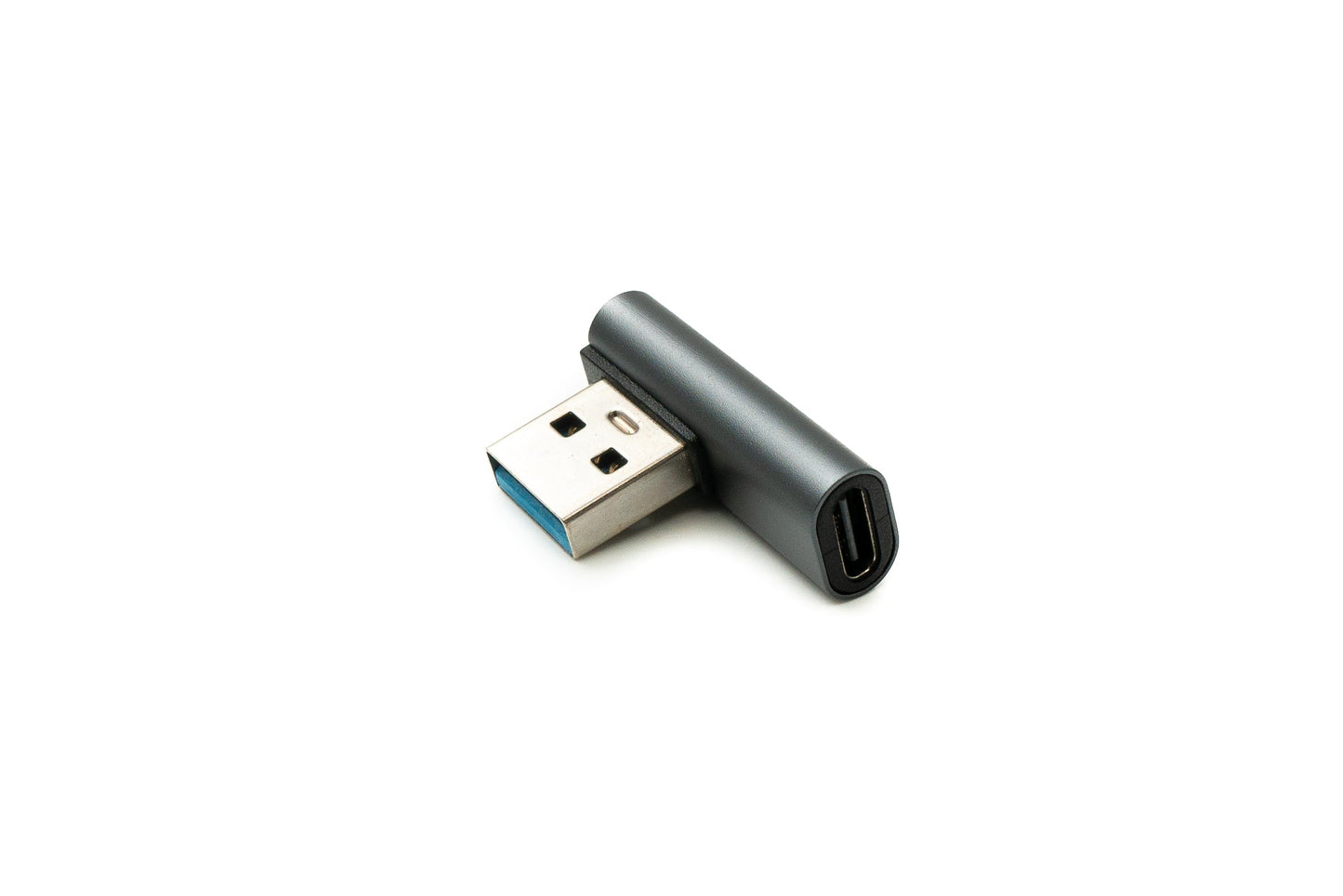 SYSTEM-S USB 3.1 adapter type C female to 3.0 type A male angled cable in gray