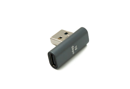 SYSTEM-S USB 3.1 adapter type C female to 3.0 type A male angled cable in gray