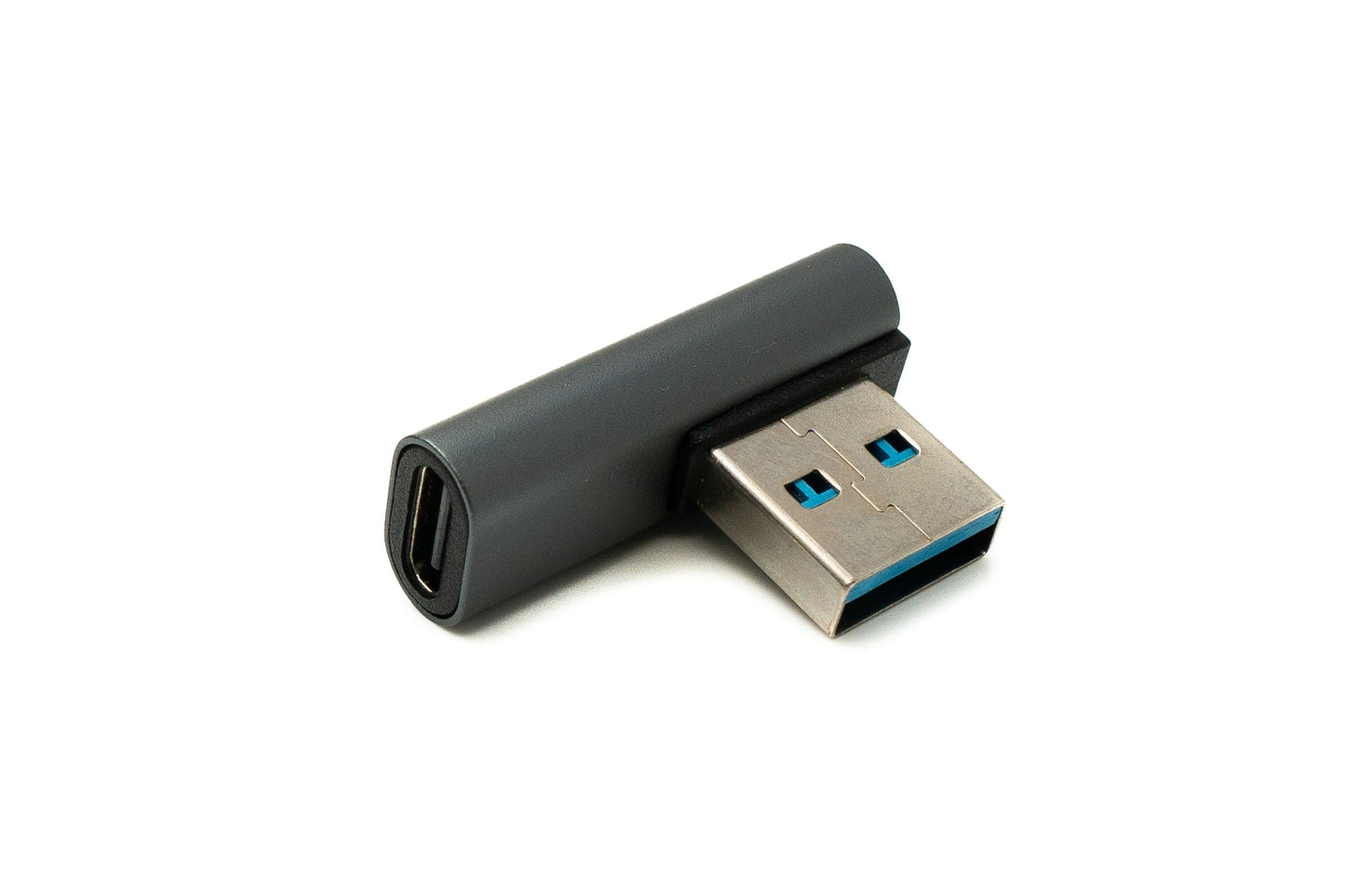 SYSTEM-S USB 3.1 adapter type C female to 3.0 type A male angled cable in gray