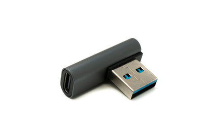 SYSTEM-S USB 3.1 adapter type C female to 3.0 type A male angled cable in gray